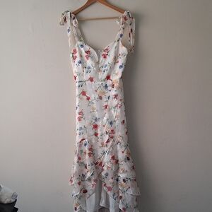 Lulu's White Floral High Low Dress
